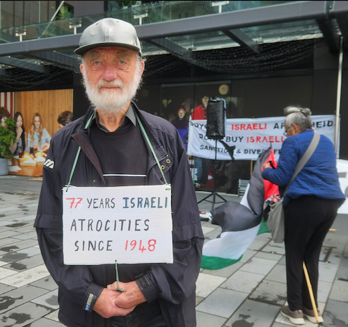 A protester at today's pro-Palestine rally