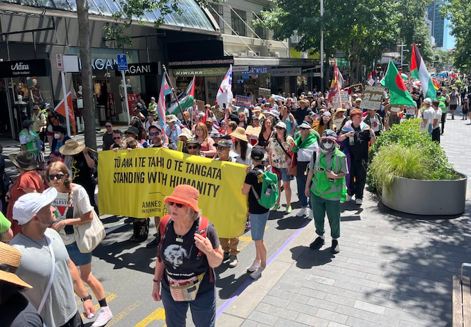 Toitū te Aroha RNZ 680wide The Toitū te Aroha diversity supporters march up Queen Street