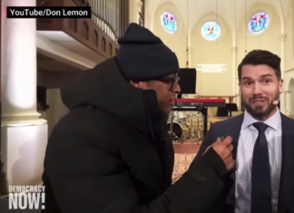 US journalist Don Lemon reporting at the Cities Church in St Paul