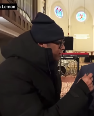 US journalist Don Lemon reporting at the Cities Church in St Paul