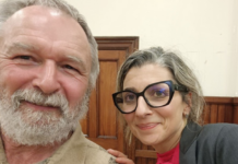Author Eugene Doyle with Special Envoy Francesca Albanese