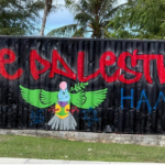 The defaced "Free Palestine" mural in Palau