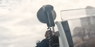 French sailors hunker down in an inflatable