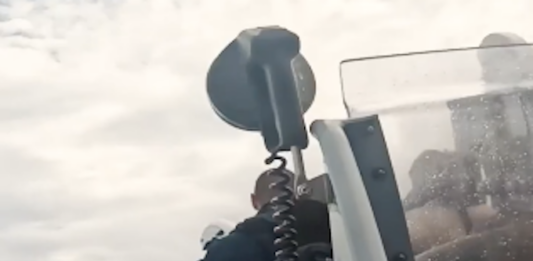 French sailors hunker down in an inflatable