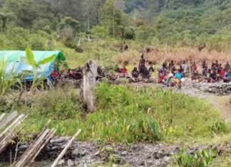 This photo was shared by ULMWP on 10 February 2026, claiming a makeshift refugee camp in Puncak Regency of West Papua was bombed