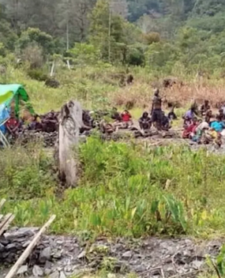 This photo was shared by ULMWP on 10 February 2026, claiming a makeshift refugee camp in Puncak Regency of West Papua was bombed