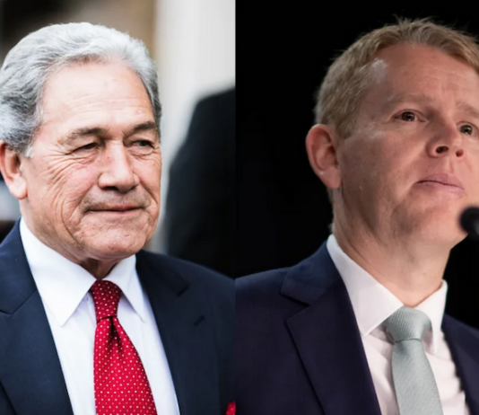 NZ First leader Winston Peters (left) and Labour leader Chris Hipkins