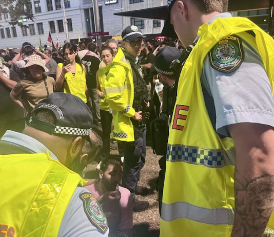 NSW police stand over a bleeding and capsicum-sprayed protester