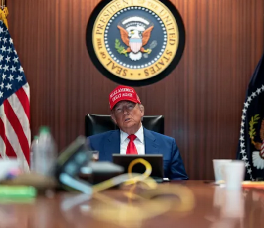 US President Trump holds a meeting in the Situation Room at the White House