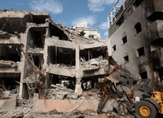 Iranian missile damage in central Israel at an undisclosed location