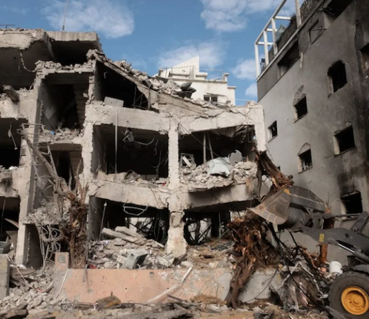 Iranian missile damage in central Israel at an undisclosed location