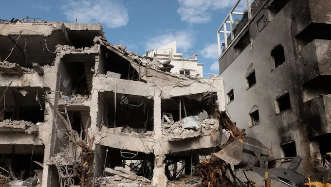 Iranian missile damage in central Israel at an undisclosed location