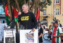 Union organiser and socialist Joe Carolan speaking at an anti-war rally