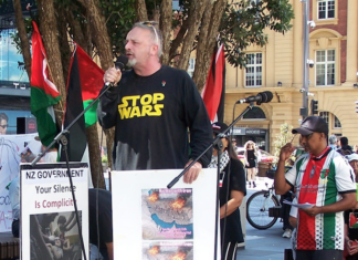 Union organiser and socialist Joe Carolan speaking at an anti-war rally