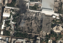 The first satellite image of the bombing of Ayatollah Ali Khamenei's compound in Tehran on the opening day of the surprise and illegal US-Israeli attack on Iran