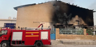 A sports hall in Lamerd, southern Iran, where dozens of teenage girls were attending training sessions