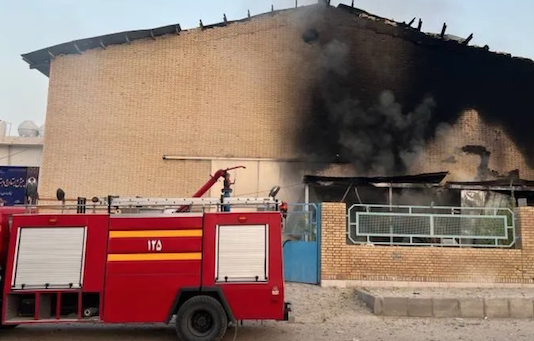 A sports hall in Lamerd, southern Iran, where dozens of teenage girls were attending training sessions