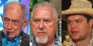 Tavini’s historic leader Oscar Temaru (from left), French Polynesia’s current President Moetai Brotherson, and Tematai Le Gayic