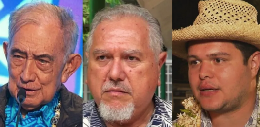Rift widens within French Polynesia’s ruling party following municipal election losses Tavini’s historic leader Oscar Temaru (from left), French Polynesia’s current President Moetai Brotherson, and Tematai Le Gayic