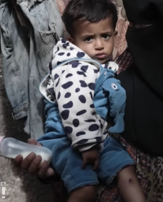 This 18-month-old child’s father, Osama Abu Nassar, was detained near the al-Maghazi refugee camp
