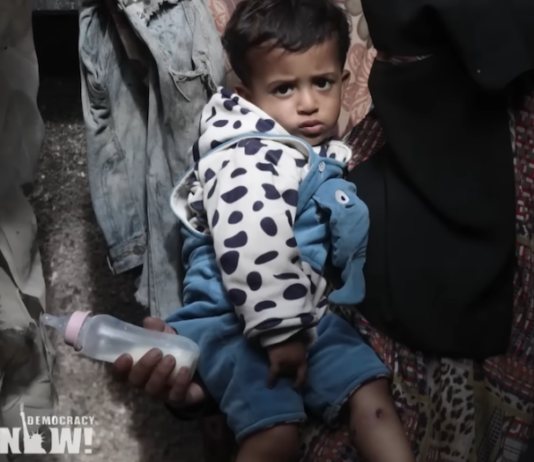 This 18-month-old child’s father, Osama Abu Nassar, was detained near the al-Maghazi refugee camp