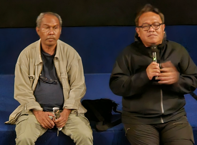 Film director Dandhy Dwi Laksono and producer Victor Mambor talk to the audience at the Academy Cinema in Auckland last night