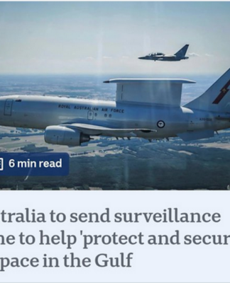 The Wedgetail E-7 spy plane being sent by Australia to the Persian Gulf to help the US-Israeli aggression against Iran