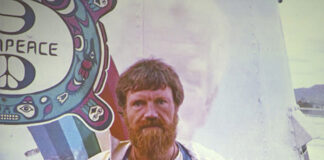 Author and journalist Dr David Robie speaking at the launch of the third edition of the Rainbow Warrior book Eyes of Fire