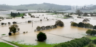 Flooding near Whitianga cuts off a state highway.