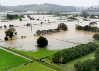 Flooding near Whitianga cuts off a state highway.