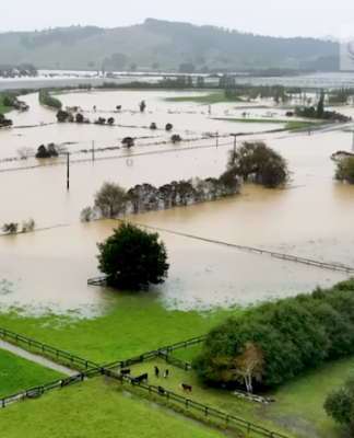 Flooding near Whitianga cuts off a state highway.