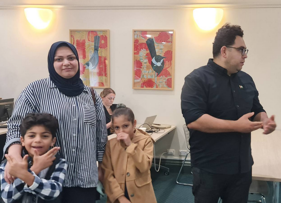 A Gazan family at today's Auckland Council planning committee debate on Israeli illegal settlements on Occupied Palestine Territory