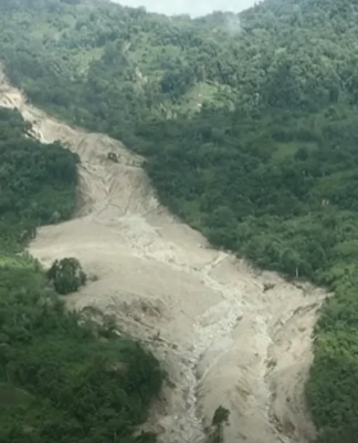 The landslide occurred on Sunday in Gazelle district in Papua New Guinea's East New Britain province
