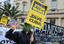 A rally against the war on Iran in Auckland, New Zealand, last weekend