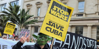 A rally against the war on Iran in Auckland, New Zealand, last weekend