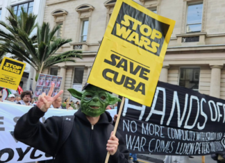 A rally against the war on Iran in Auckland, New Zealand, last weekend