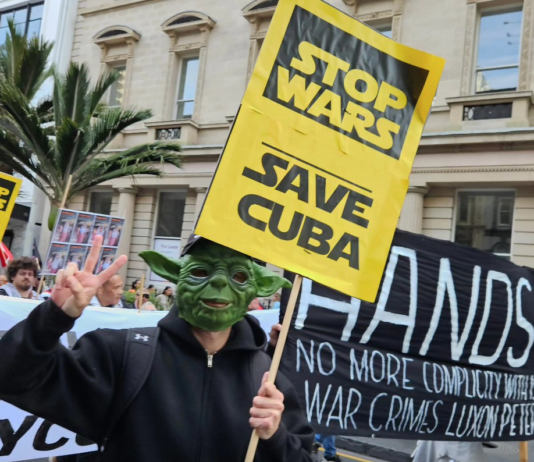 A rally against the war on Iran in Auckland, New Zealand, last weekend