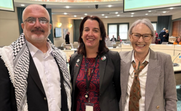 PSNA co-chair Maher Nazzal (from left), councillor Julie Fairey and Kathy Ross