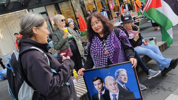 Protesters at today's rally in Te Komititanga Square