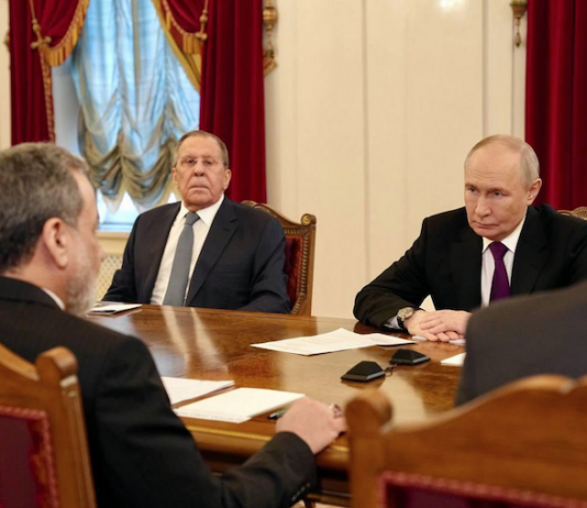 Iranian Foreign Minister Abbas Araghchi meets with Russian President Vladimir Putin