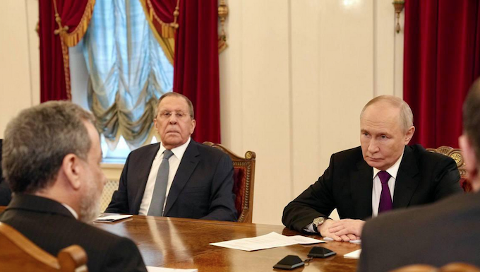 Iranian Foreign Minister Abbas Araghchi meets with Russian President Vladimir Putin