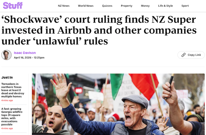 PSNA co-chair John Minto was one of three people who challenged NZ Super’s investment rules