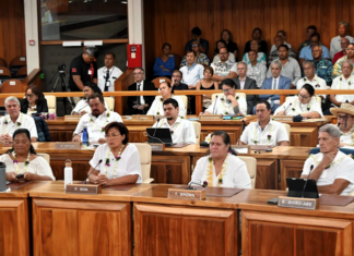 French Polynesia’s legislature shows new shape, more divisions Breakaway A Fano Tia members, led by Tematai Le Gayic, appear dressed in white