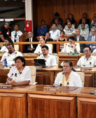 Breakaway A Fano Tia members, led by Tematai Le Gayic, appear dressed in white