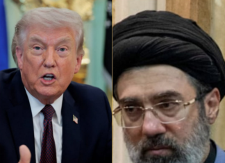 US President Donald Trump (left) and Iran's Supreme Leader Mojtaba Khamenei