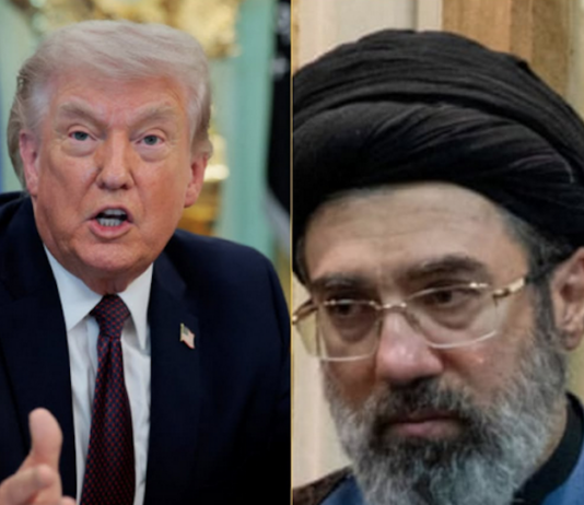 US President Donald Trump (left) and Iran's Supreme Leader Mojtaba Khamenei