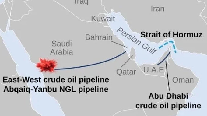 Saudi Atabia's Yanbu pipeline and UAE's pipeline to Oman