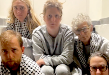 A group of five Australians who were on board the Gaza freedom flotilla and spoke of the Israeli abuse and violence on their arrival home