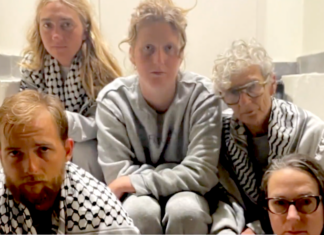 A group of five Australians who were on board the Gaza freedom flotilla and spoke of the Israeli abuse and violence on their arrival home