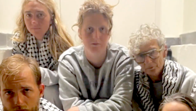 A group of five Australians who were on board the Gaza freedom flotilla and spoke of the Israeli abuse and violence on their arrival home